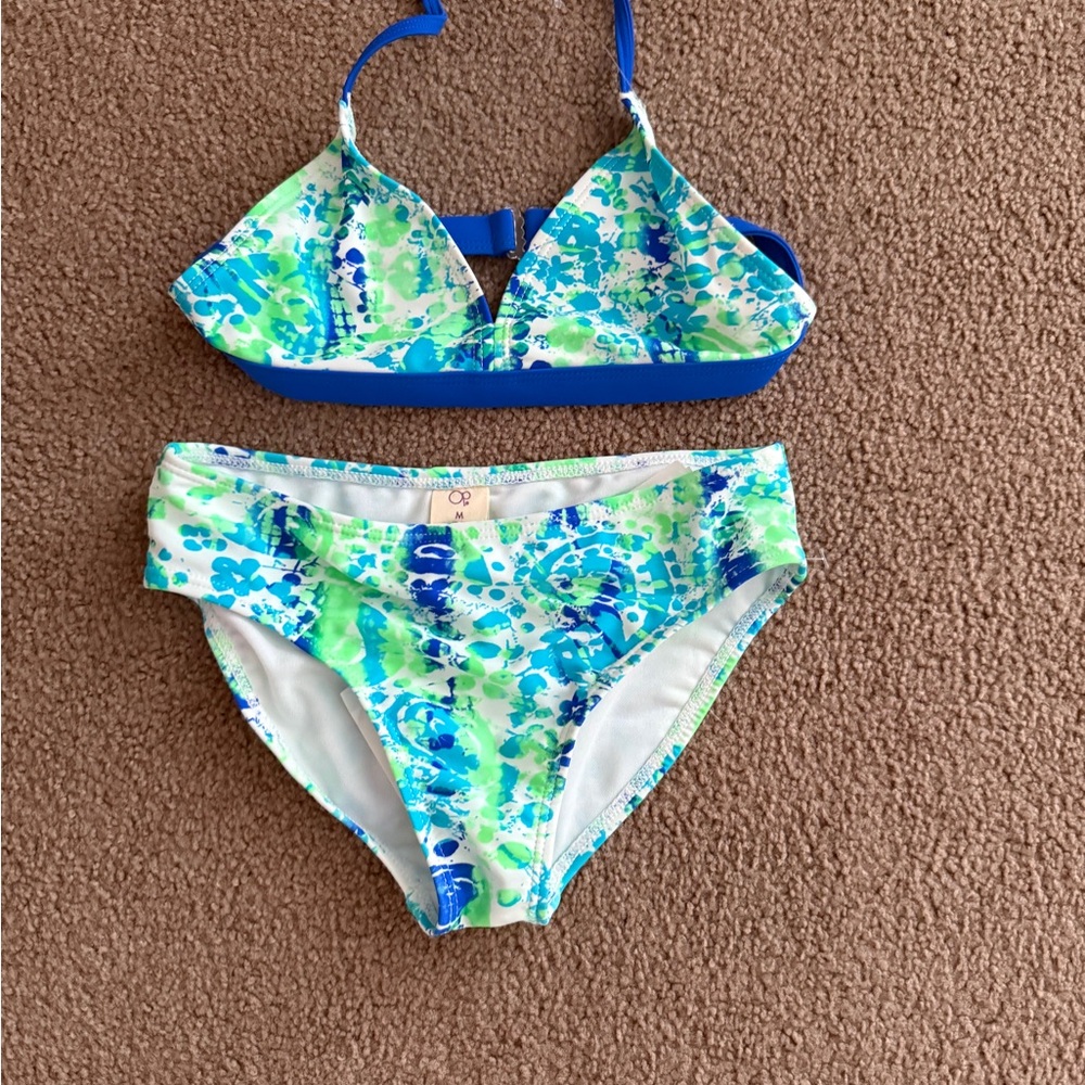 OP Blue and Green Kids Bikini Set